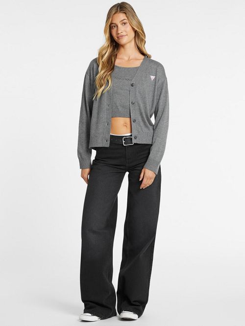 Guess Silk and Wool-Blend Mini Triangle Cardigan Grijs | GUESS-SN27794