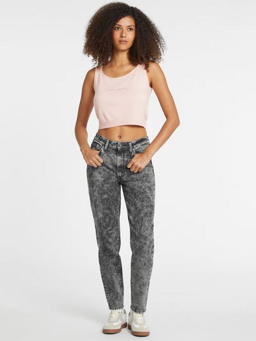 Guess Silk and Wool-Blend Scoop Logo Sweater Tank Roze | GUESS-SN27303
