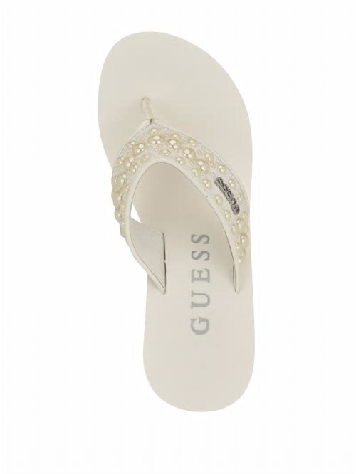 Guess Silus Pearl Wedge Sandals Wit | GUESS-SN29727