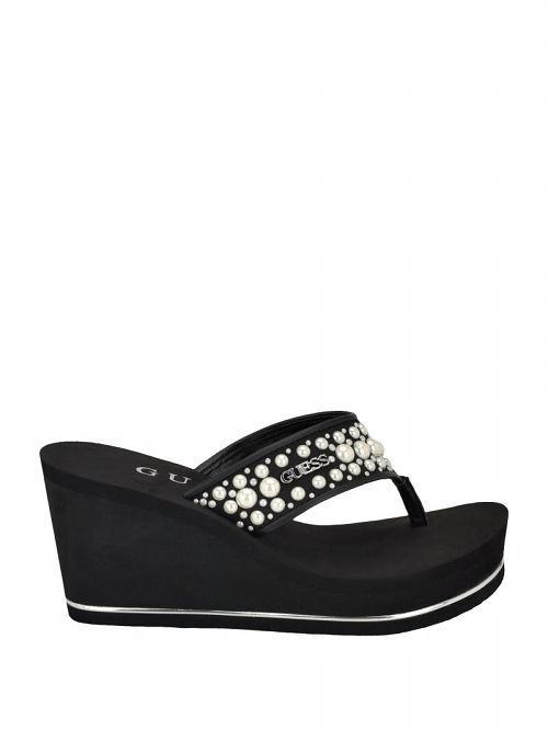 Guess Silus Pearl Wedge Sandals Zwart | GUESS-SN29710