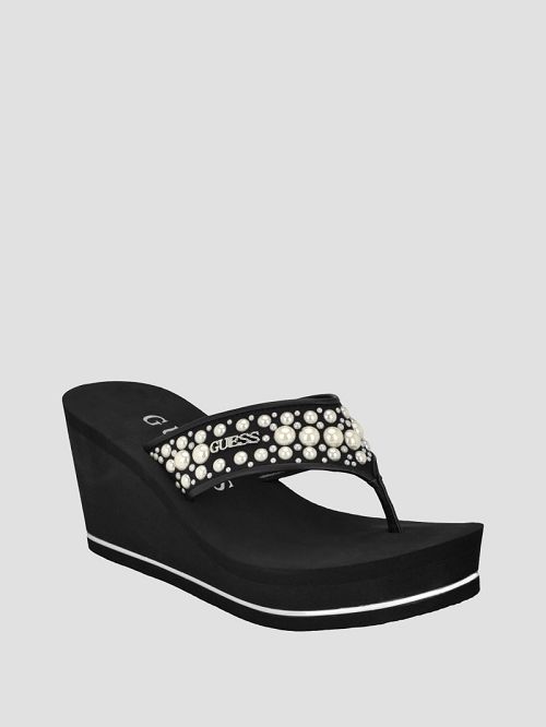 Guess Silus Pearl Wedge Sandals Zwart | GUESS-SN29710