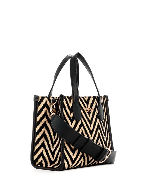 Guess Silvana Chevron Mini Tote Zwart | GUESS-SN28870