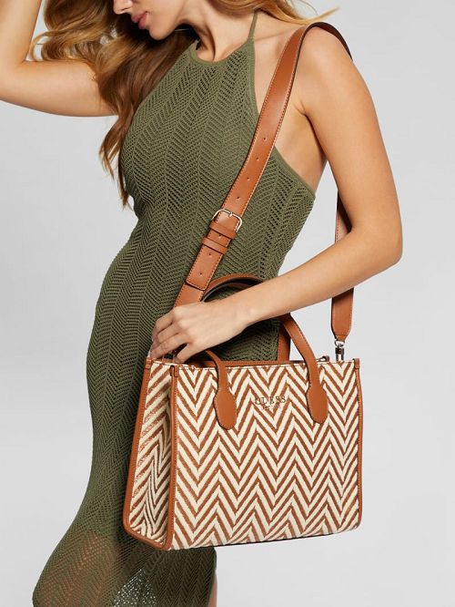 Guess Silvana Chevron Tote Bruin | GUESS-SN28864