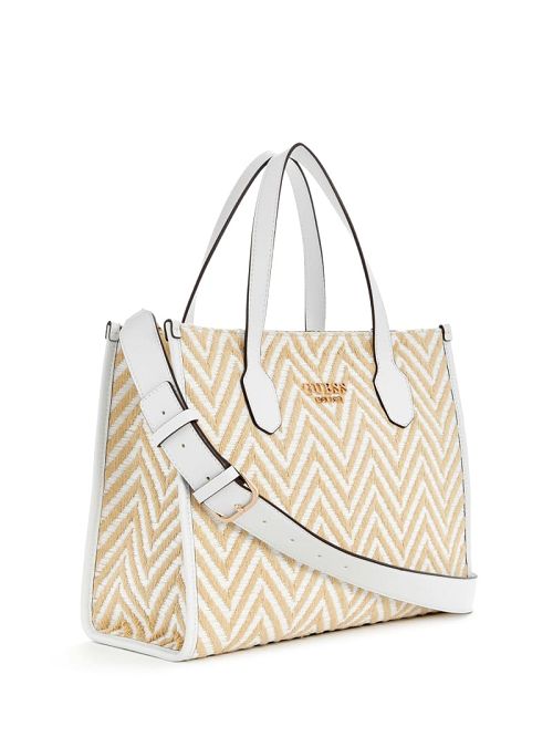 Guess Silvana Chevron Tote Wit | GUESS-SN29421