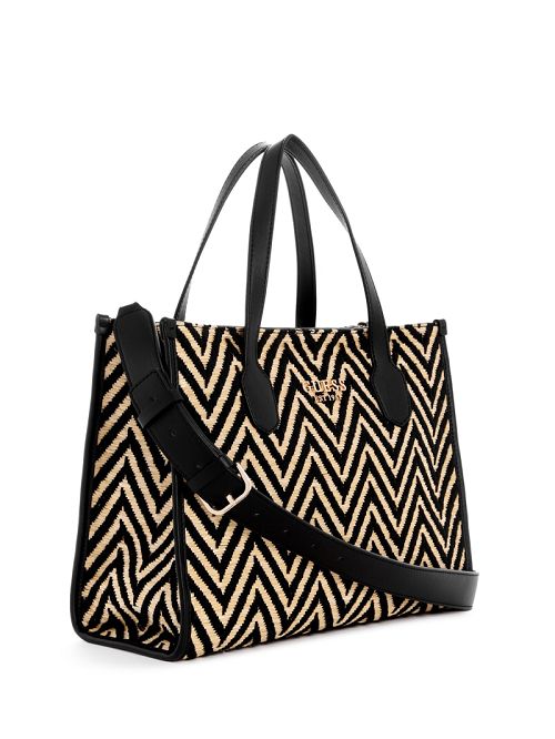 Guess Silvana Chevron Tote Zwart | GUESS-SN29420