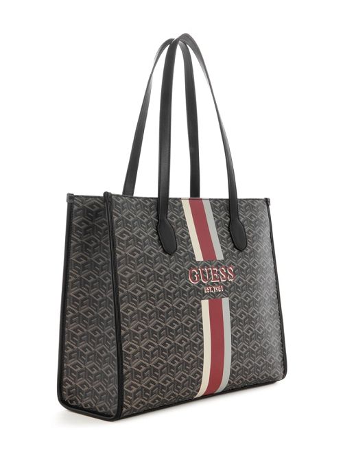 Guess Silvana Cube Logo Girlfriend Tote Zwart | GUESS-SN29468
