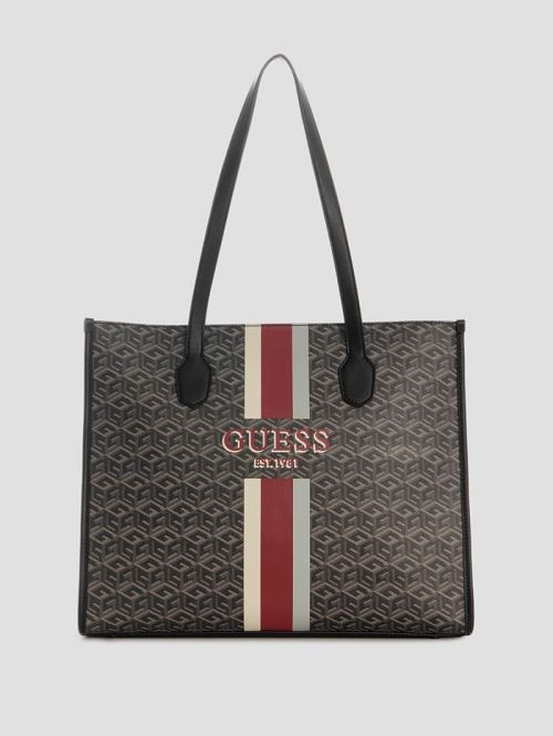 Guess Silvana Cube Logo Girlfriend Tote Zwart | GUESS-SN29468