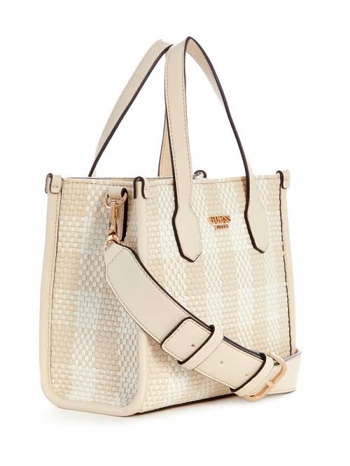 Guess Silvana Gingham Mini Tote Wit | GUESS-SN29410