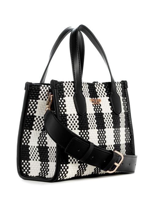 Guess Silvana Gingham Mini Tote Zwart | GUESS-SN29434