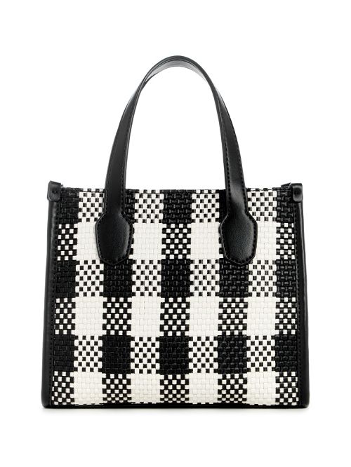 Guess Silvana Gingham Mini Tote Zwart | GUESS-SN29434