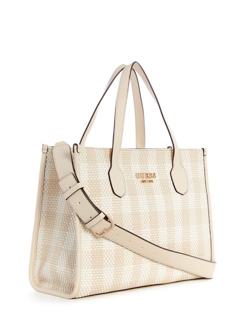Guess Silvana Gingham Tote Wit | GUESS-SN29413