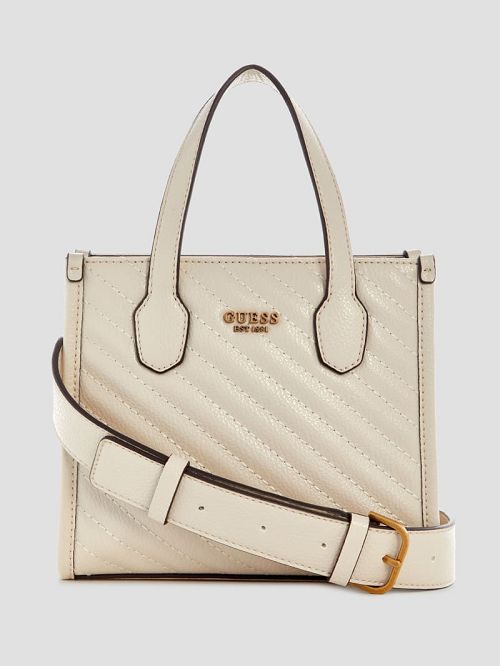 Guess Silvana Mini Woven Tote Wit | GUESS-SN29459
