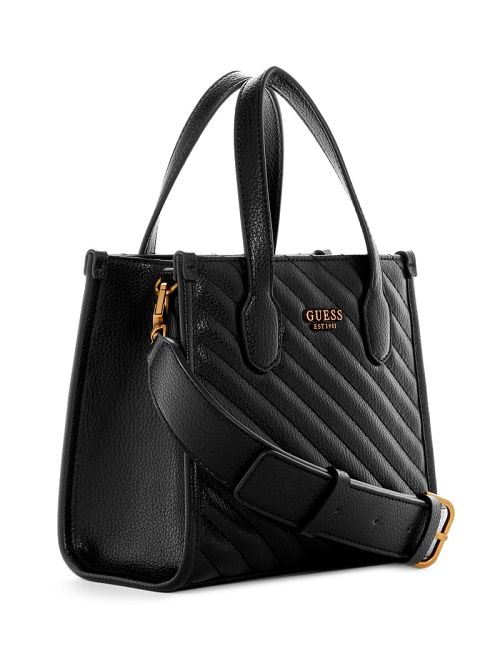 Guess Silvana Mini Woven Tote Zwart | GUESS-SN29439