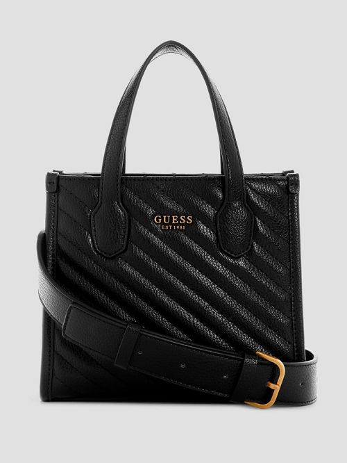 Guess Silvana Mini Woven Tote Zwart | GUESS-SN29439