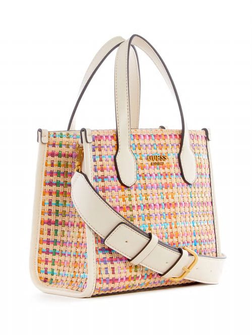 Guess Silvana Multicolor Straw Mini Tote Wit | GUESS-SN29380
