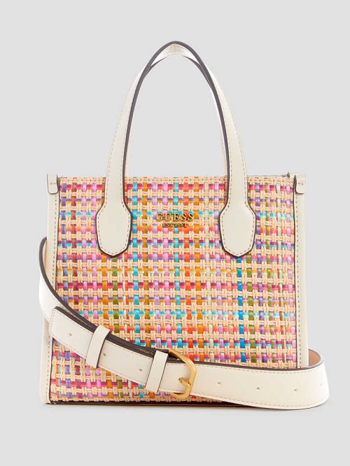 Guess Silvana Multicolor Straw Mini Tote Wit | GUESS-SN29380