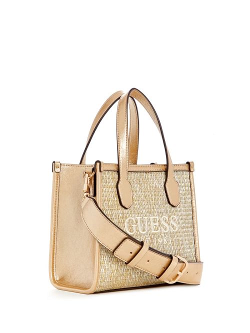Guess Silvana Raffia Mini Tote Goud | GUESS-SN29358
