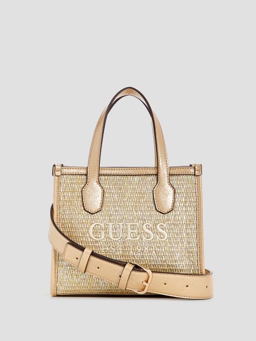 Guess Silvana Raffia Mini Tote Goud | GUESS-SN29358