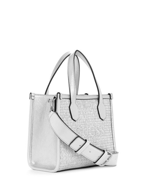 Guess Silvana Raffia Mini Tote Zilver | GUESS-SN29384