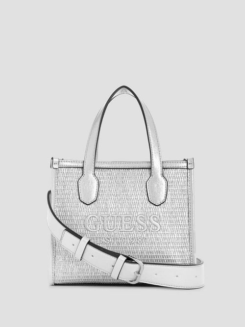 Guess Silvana Raffia Mini Tote Zilver | GUESS-SN29384