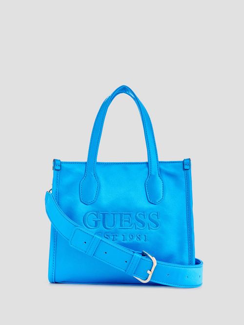 Guess Silvana Satin Mini Tote Blauw | GUESS-SN29403