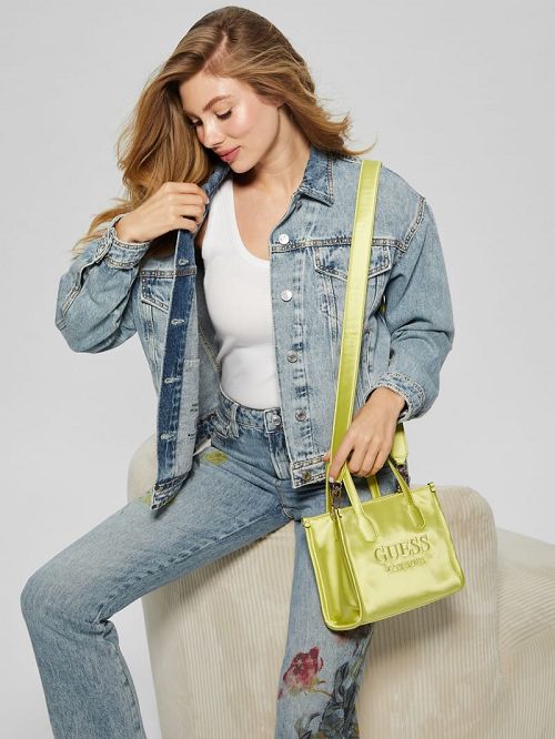 Guess Silvana Satin Mini Tote Geel | GUESS-SN28932