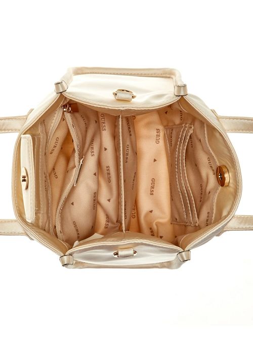 Guess Silvana Satin Mini Tote Wit | GUESS-SN29376