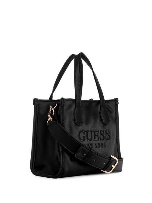 Guess Silvana Satin Mini Tote Zwart | GUESS-SN28721
