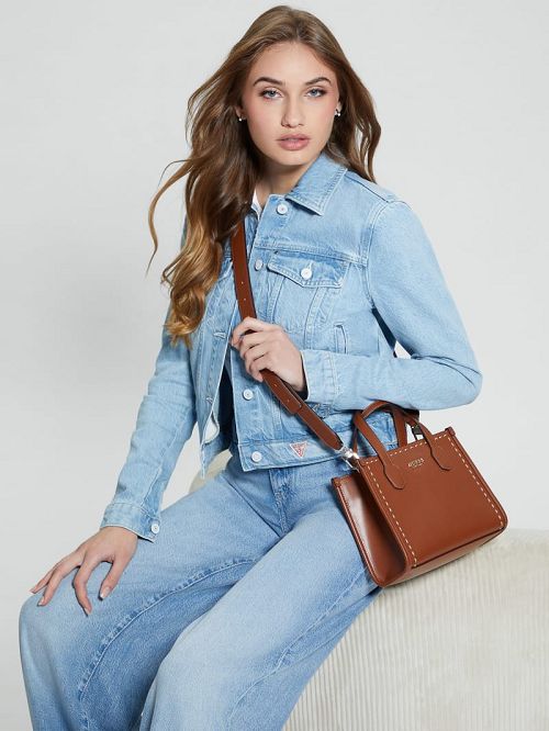 Guess Silvana Stitched Mini Tote Bruin | GUESS-SN29349