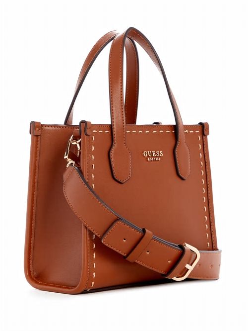 Guess Silvana Stitched Mini Tote Bruin | GUESS-SN29349
