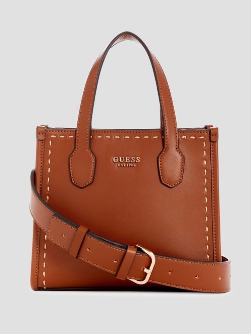 Guess Silvana Stitched Mini Tote Bruin | GUESS-SN29349