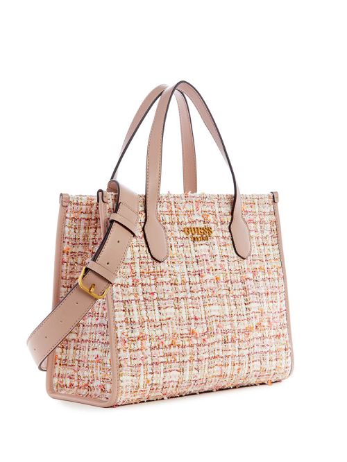 Guess Silvana Tweed Tote Roze | GUESS-SN28900