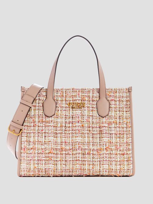 Guess Silvana Tweed Tote Roze | GUESS-SN28900