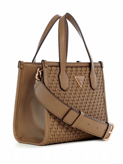 Guess Silvana Woven Mini Tote Bruin | GUESS-SN29443