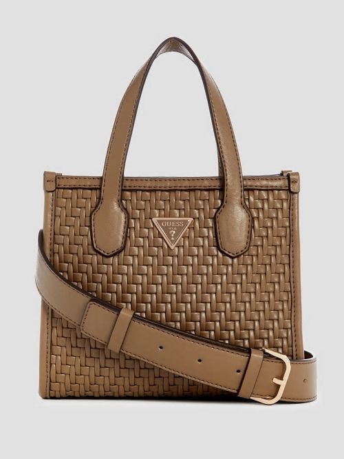 Guess Silvana Woven Mini Tote Bruin | GUESS-SN29443