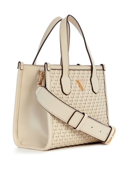 Guess Silvana Woven Mini Tote Wit | GUESS-SN29466