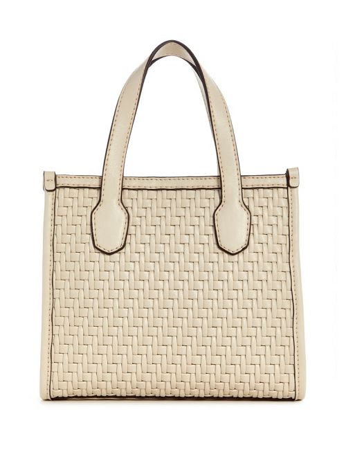 Guess Silvana Woven Mini Tote Wit | GUESS-SN29466
