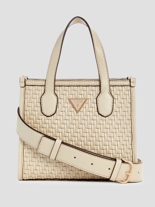 Guess Silvana Woven Mini Tote Wit | GUESS-SN29466