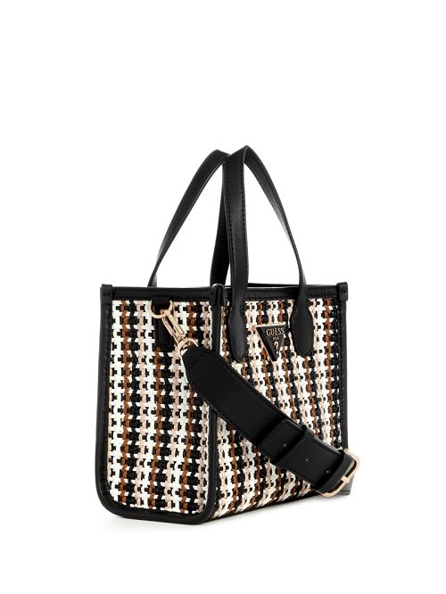 Guess Silvana Woven Mini Tote Zwart | GUESS-SN29356