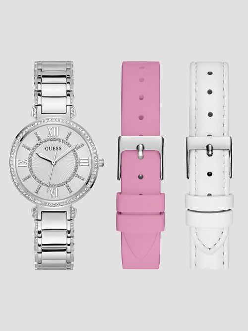 Guess Silver-Tone Analog Watch Set Multi | GUESS-SN30013