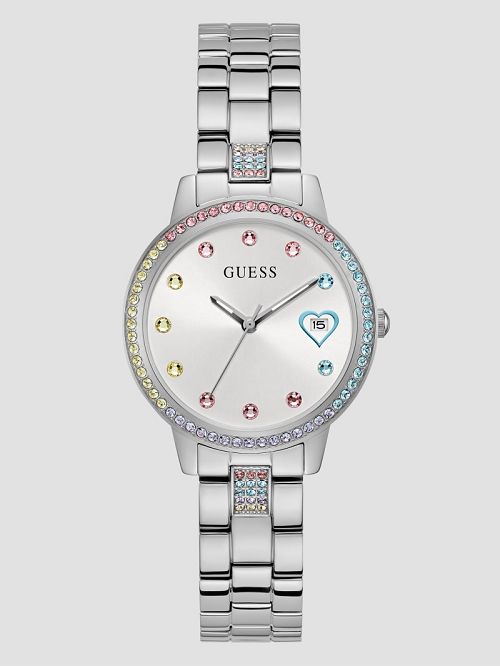 Guess Silver-Tone Analog Watch Zilver | GUESS-SN30035
