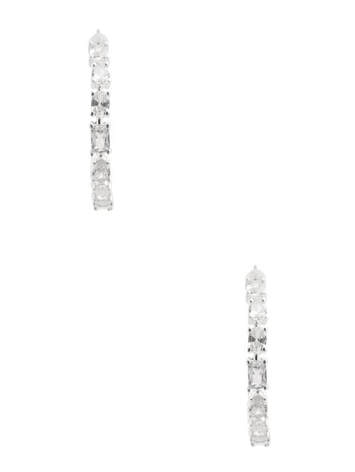 Guess Silver-Tone Baguette Hoop Earrings Zilver | GUESS-SN30316