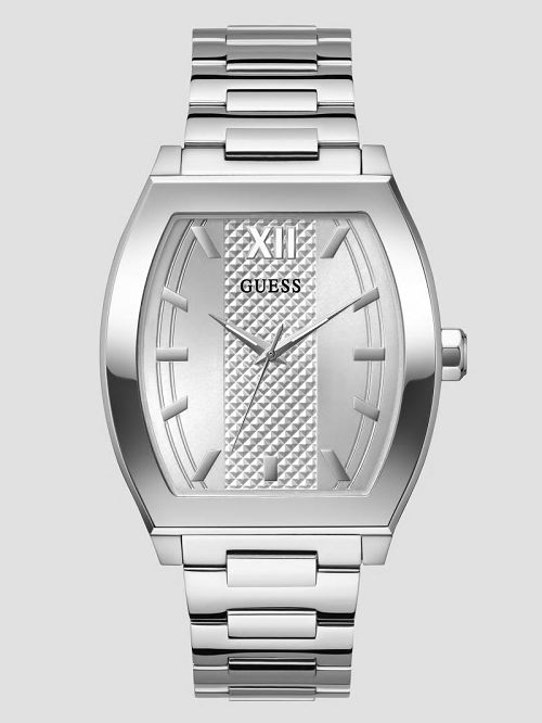 Guess Silver-Tone Barrel Analog Watch Zilver | GUESS-SN31665