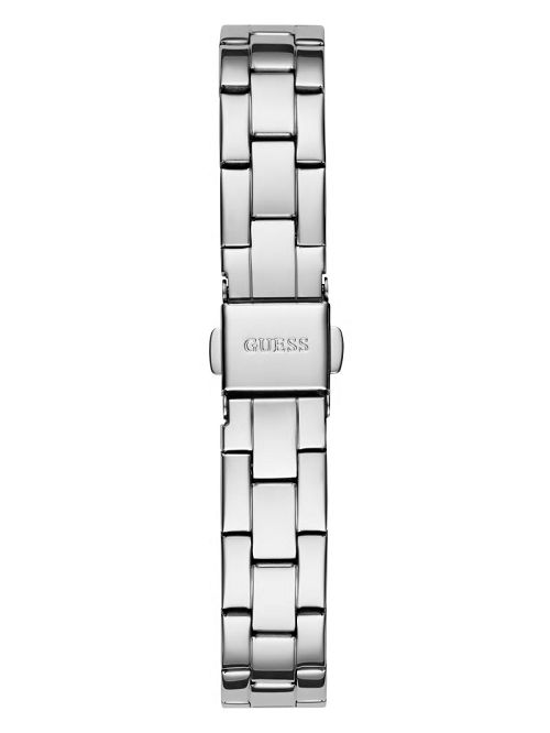 Guess Silver-Tone Crystal Barrel Analog Watch Zilver | GUESS-SN30031