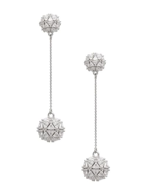 Guess Silver-Tone Cubic Zirconia Ball Drop Earring Zilver | GUESS-SN30283