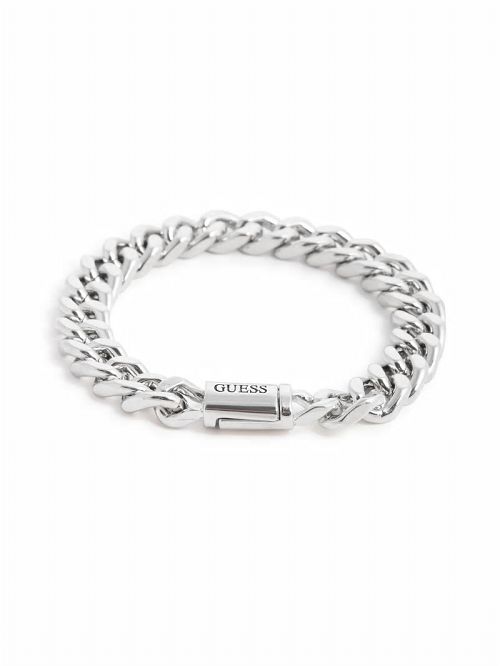Guess Silver-Tone Curb Chain Logo Bracelet Zilver | GUESS-SN31836