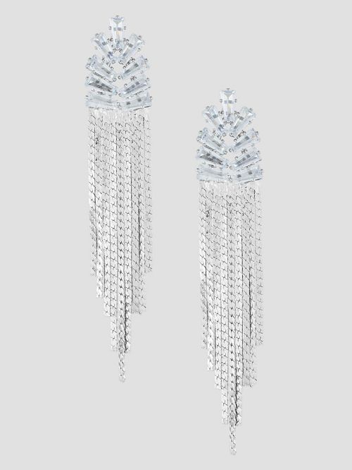 Guess Silver-Tone Mini Statement Linear Earrings Zilver | GUESS-SN30309