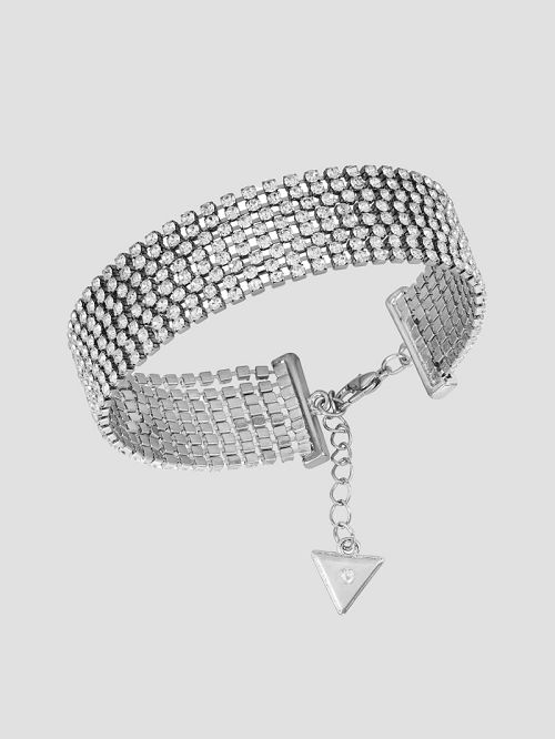Guess Silver-Tone Multi-Chain Rhinestone Bracelet Zilver | GUESS-SN30337