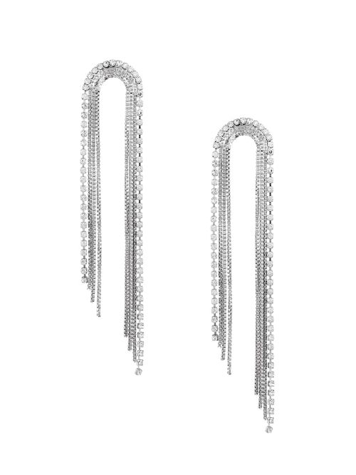 Guess Silver-Tone Rhinestone Arch Fringe Earrings Zilver | GUESS-SN30315