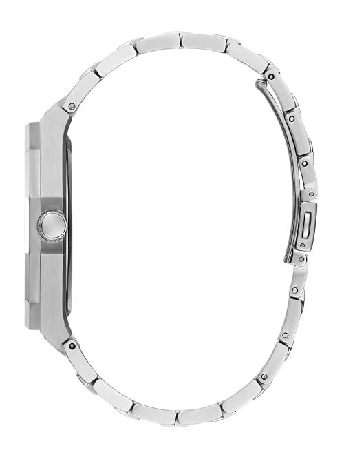 Guess Silver-Tone and Blue Octagonal Analog Watch Zilver | GUESS-SN31676